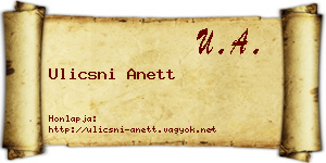 Ulicsni Anett névjegykártya